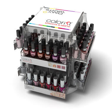 rotating counter display for cosmetics (nail enamel)