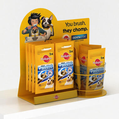 counter pos display for pet goods for cash desk area