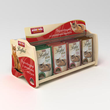 regaldisplay für tierprodukte