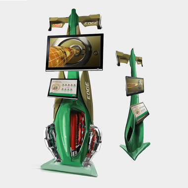 floor promo display with lcd monitor for engine oil